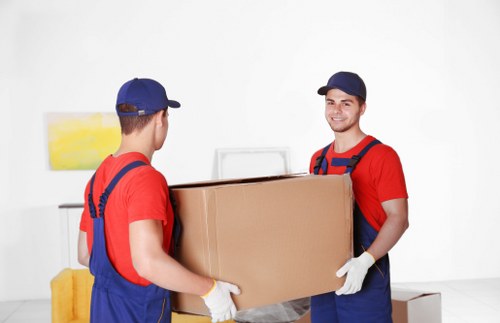 Packed boxes and furniture ready for house removals in Hornchurch