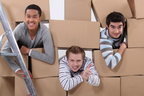 House movers working in a Hornchurch residential street