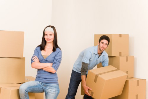 Packed boxes and household items ready for Hornchurch moving van